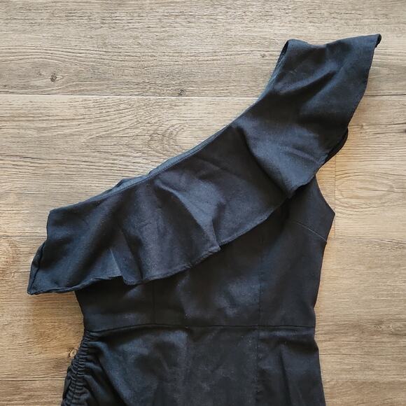 PRINCESS POLLY Off Shoulder Black Ruffled Mini Dress Size 6 - Picture 5 of 11